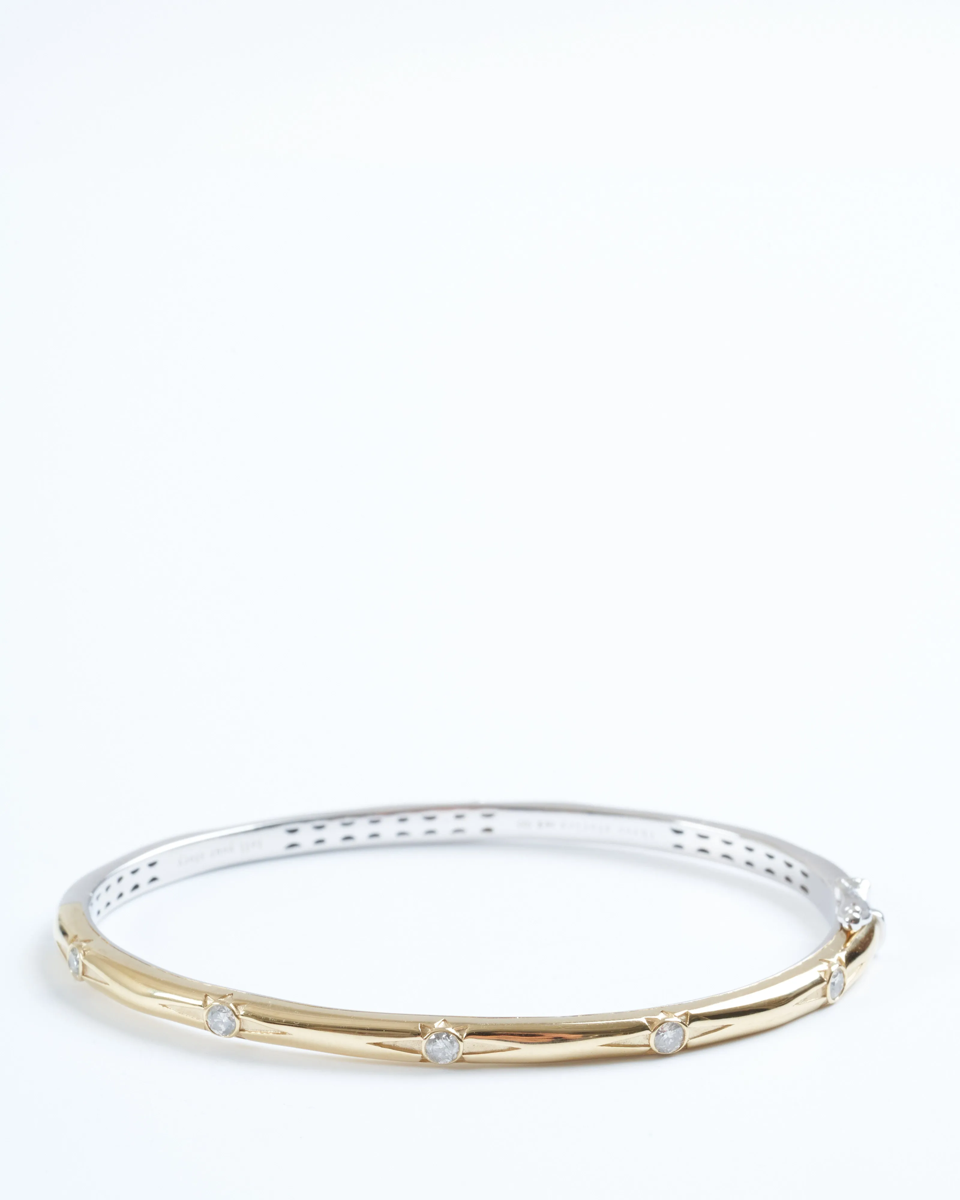 narrow two-toned starburst diamond bangle - gold/silver