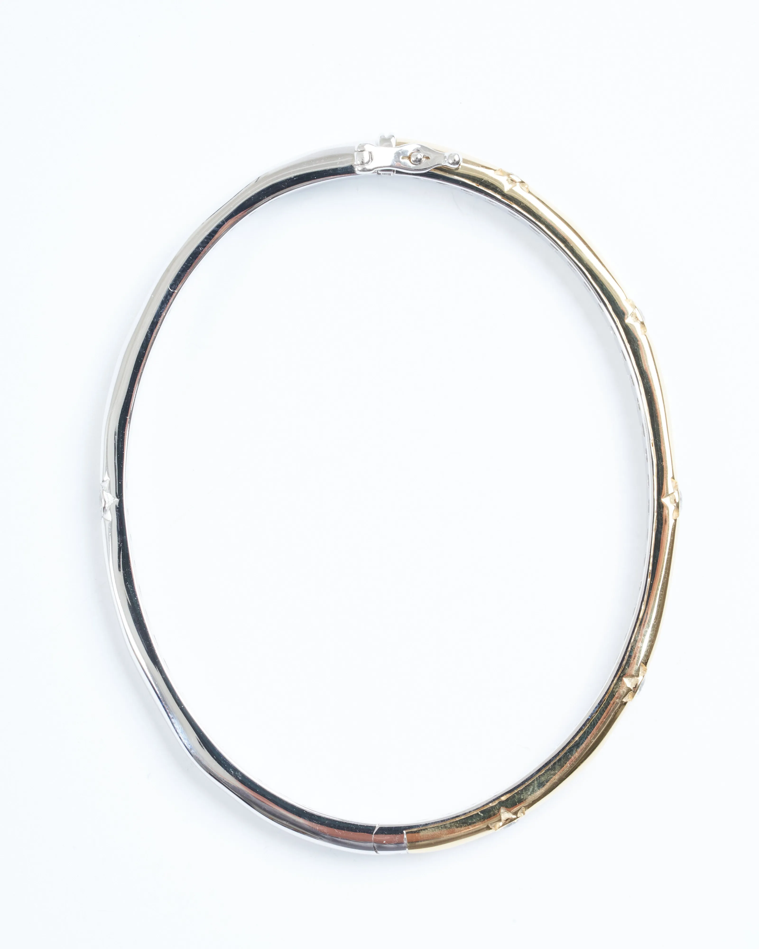 narrow two-toned starburst diamond bangle - gold/silver