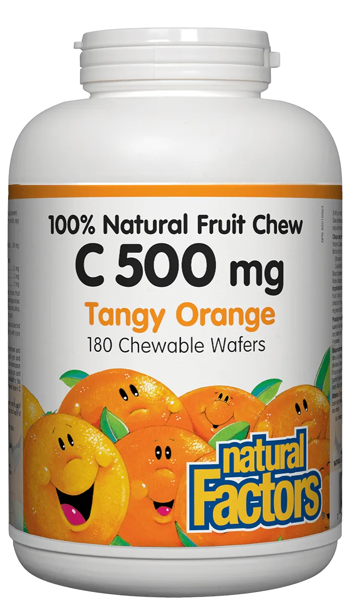 Natural Factors C Natural Fruit Chews 500 mg - Tangy Orange (Chewable Wafers)