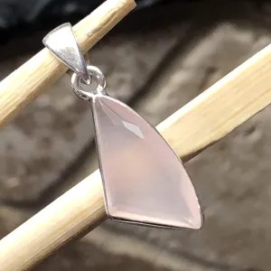 Natural Pink Rose Quartz 925 Solid Sterling Silver Pendant 30mm