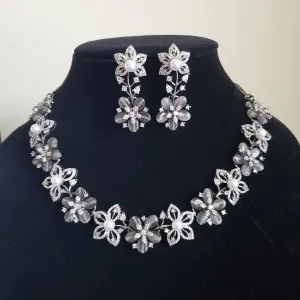 Neelima Cubic Zirconia Pearl Necklace With Black Plating