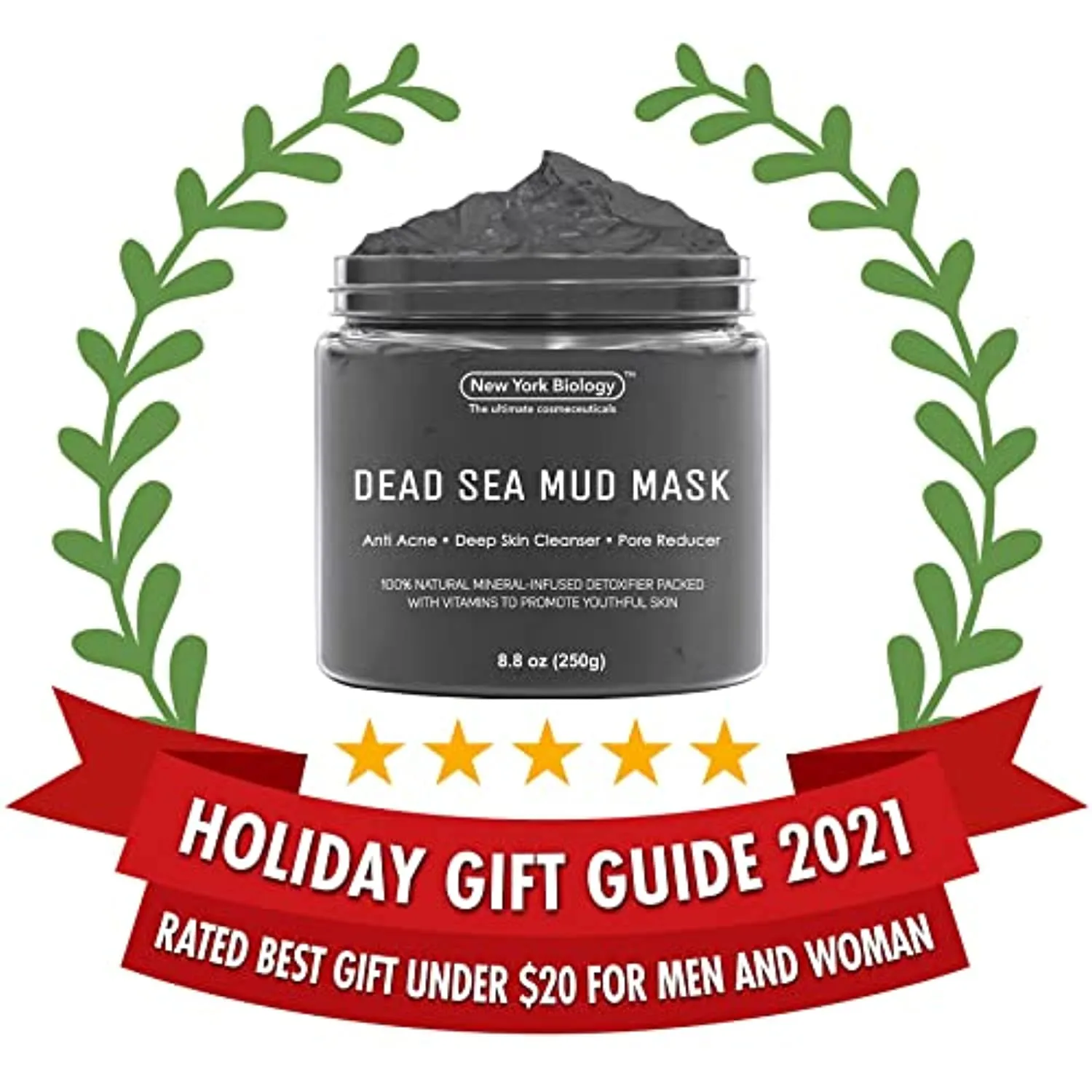 New York Biology Dead Sea Mud Mask for Face and Body - Spa Quality Pore Reducer for Acne, Blackheads and Oily Skin, Natural Skincare for Women, Men - Tightens Skin for A Healthier Complexion - 8.8 oz