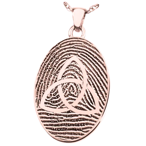 Oval Fingerprint with Celtic Trinity Knot Pendant