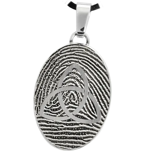 Oval Fingerprint with Celtic Trinity Knot Pendant