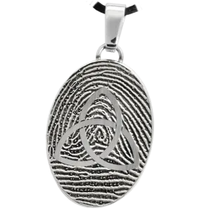 Oval Fingerprint with Celtic Trinity Knot Pendant