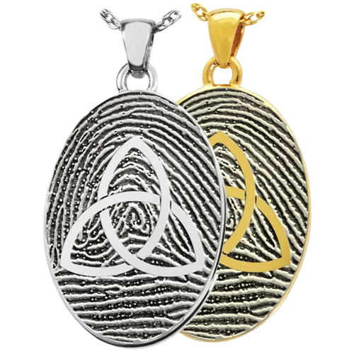Oval Fingerprint with Celtic Trinity Knot Pendant