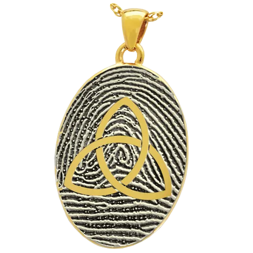 Oval Fingerprint with Celtic Trinity Knot Pendant