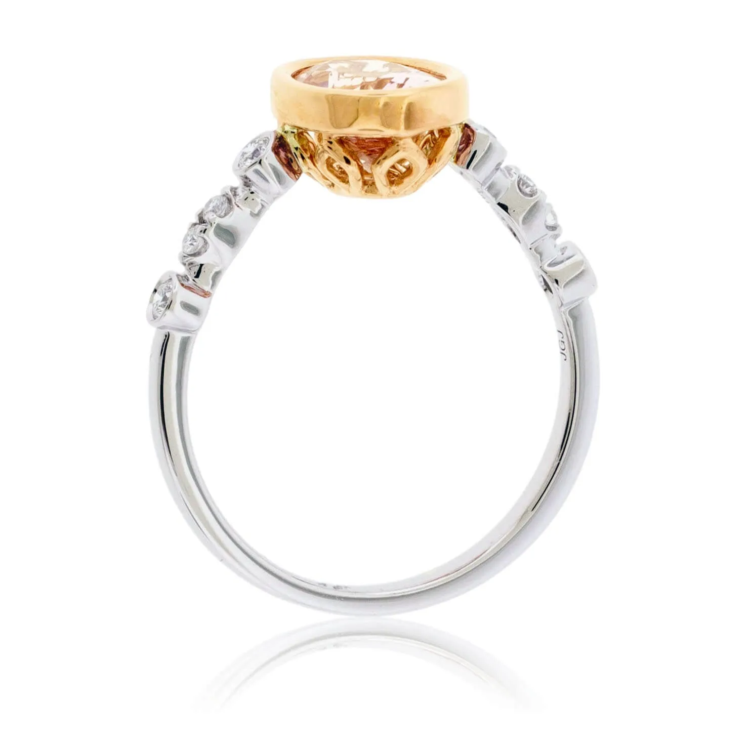 Oval Morganite Bezel Set & Diamond Accented Ring