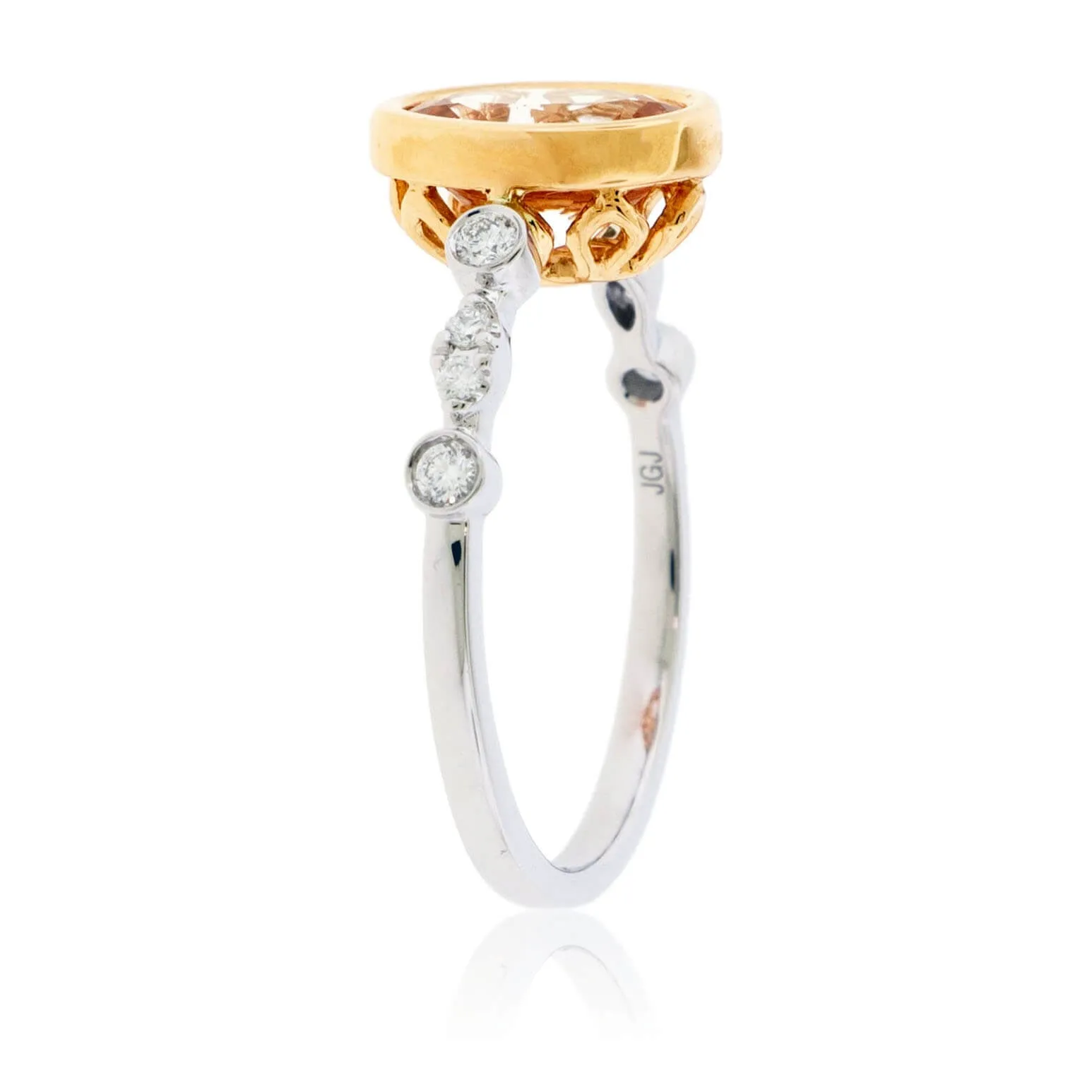 Oval Morganite Bezel Set & Diamond Accented Ring