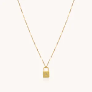 Padlock Starburst Necklace, Gold