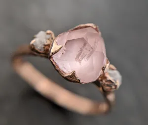 partially faceted morganite diamond 14k rose gold engagement ring multi stone wedding ring custom one of a kind gemstone ring bespoke pink conflict free by angeline 2096 Alternative Engagement