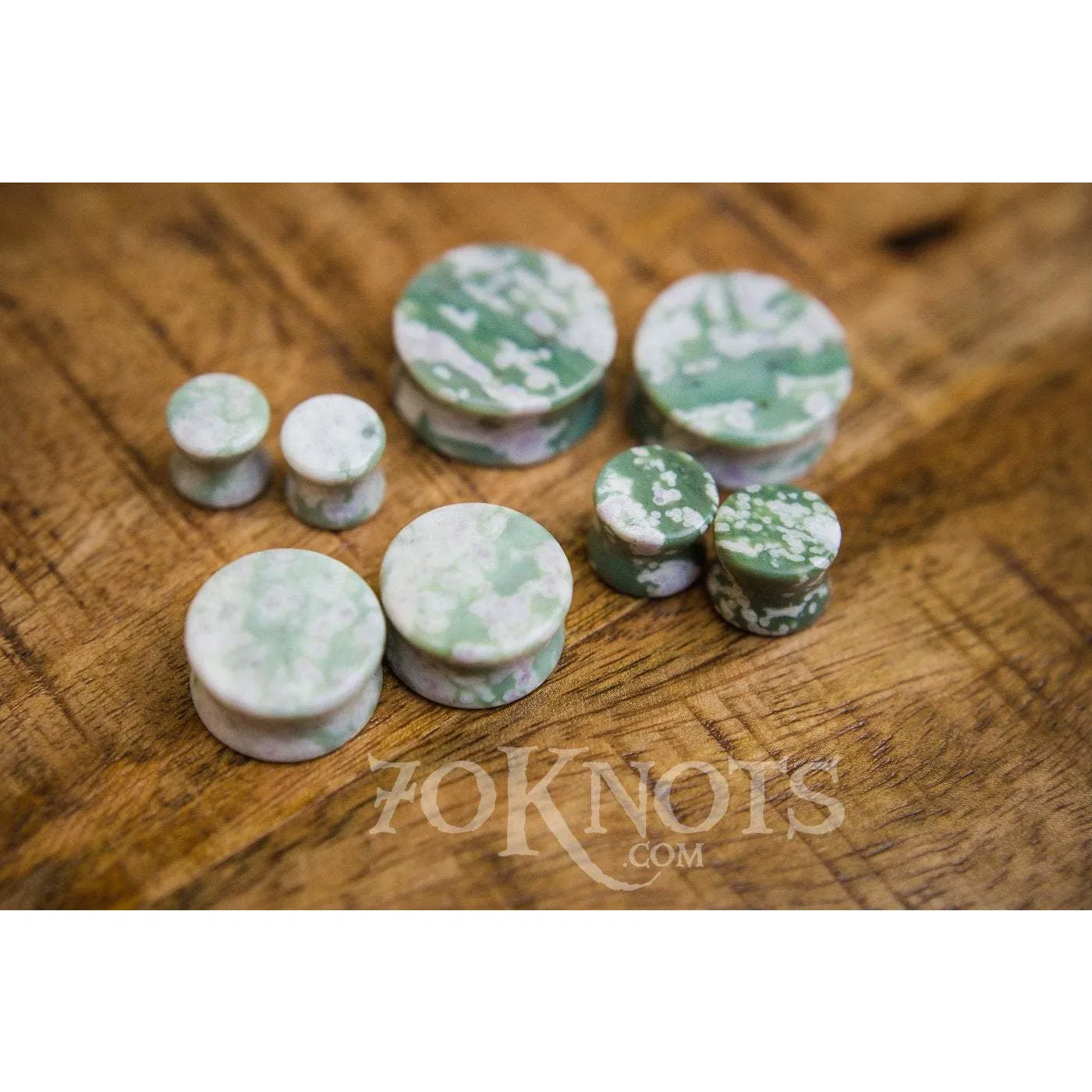 Peace Jade Plugs, Double Flared Pair, Organic Plugs