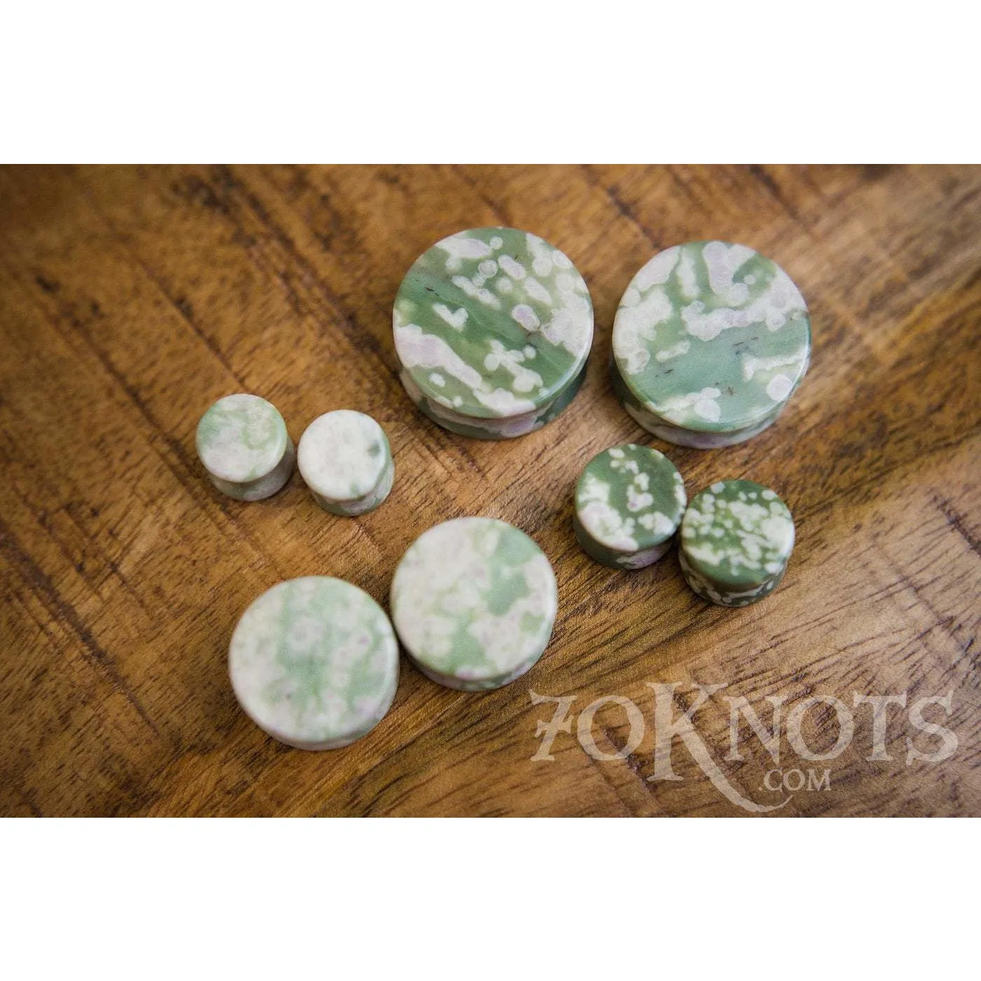 Peace Jade Plugs, Double Flared Pair, Organic Plugs