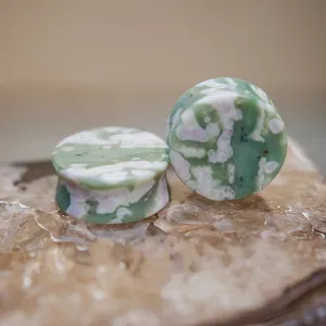 Peace Jade Plugs, Double Flared Pair, Organic Plugs