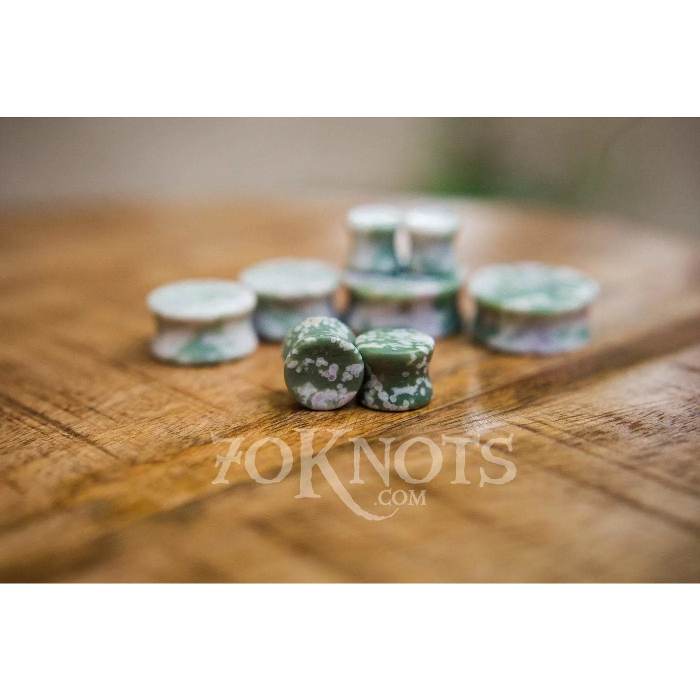 Peace Jade Plugs, Double Flared Pair, Organic Plugs