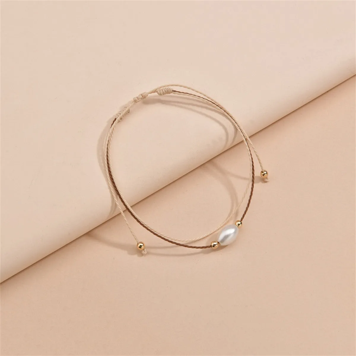 Pearl & 18K Gold-Plated Layered Anklet