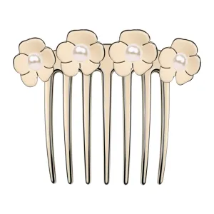 Pearl Camellia French Ivory Twist Comb