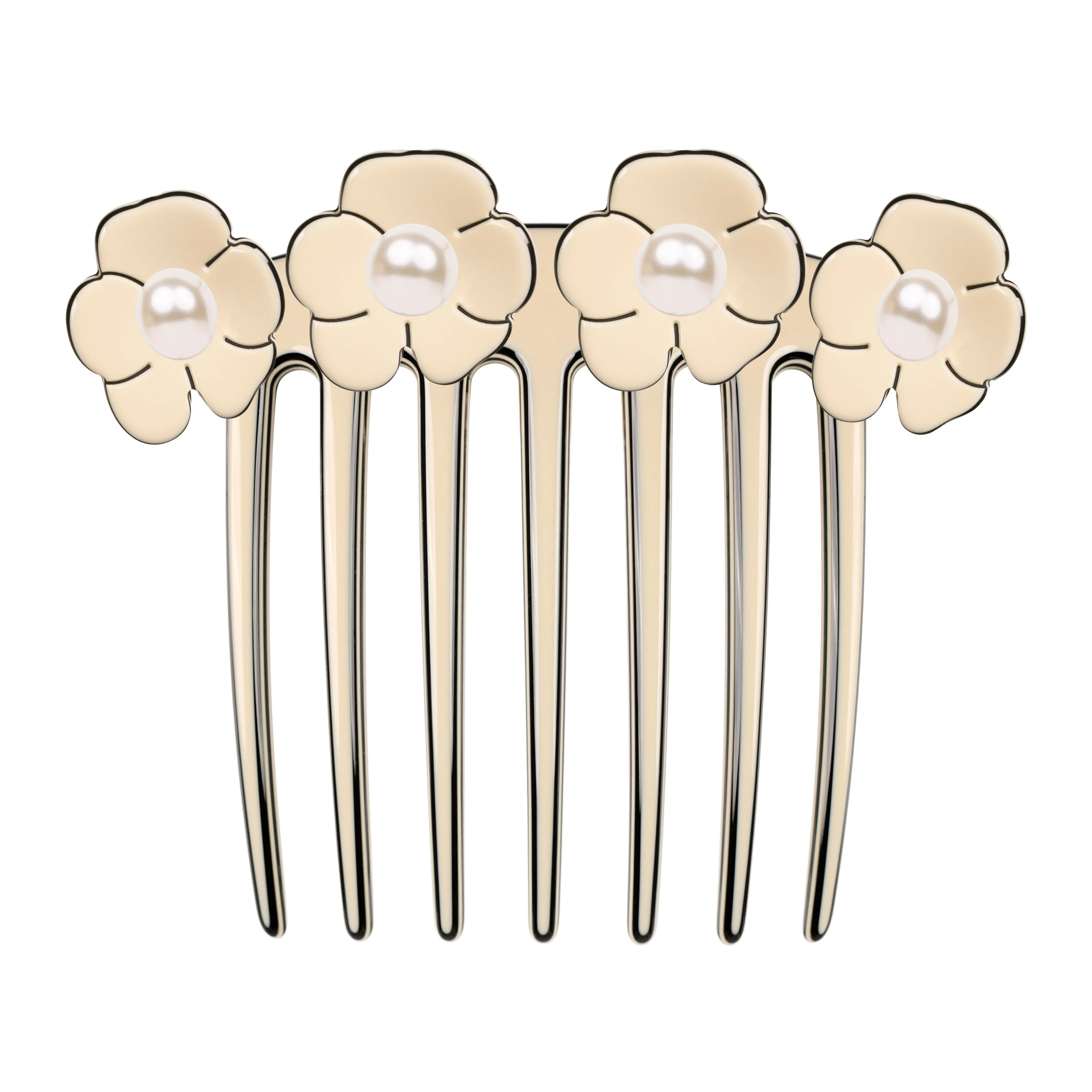Pearl Camellia French Ivory Twist Comb