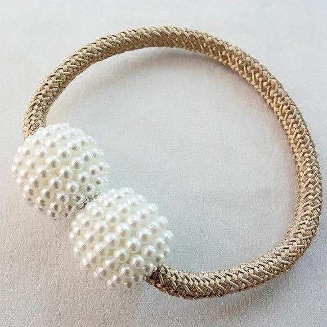 Pearl Curtain Tiebacks with Strong Magnetic Clips, 2 pcs