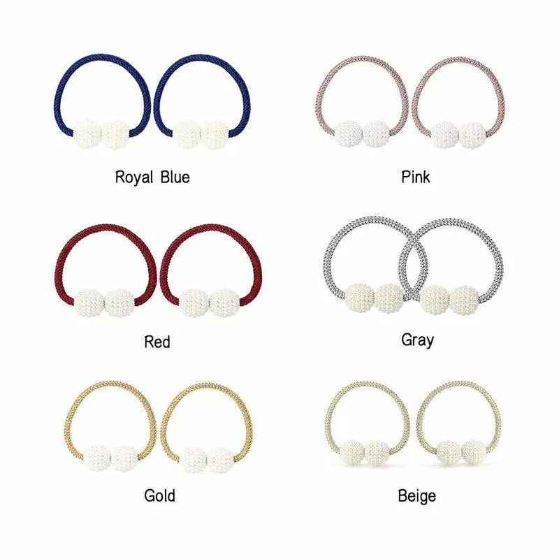 Pearl Curtain Tiebacks with Strong Magnetic Clips, 2 pcs