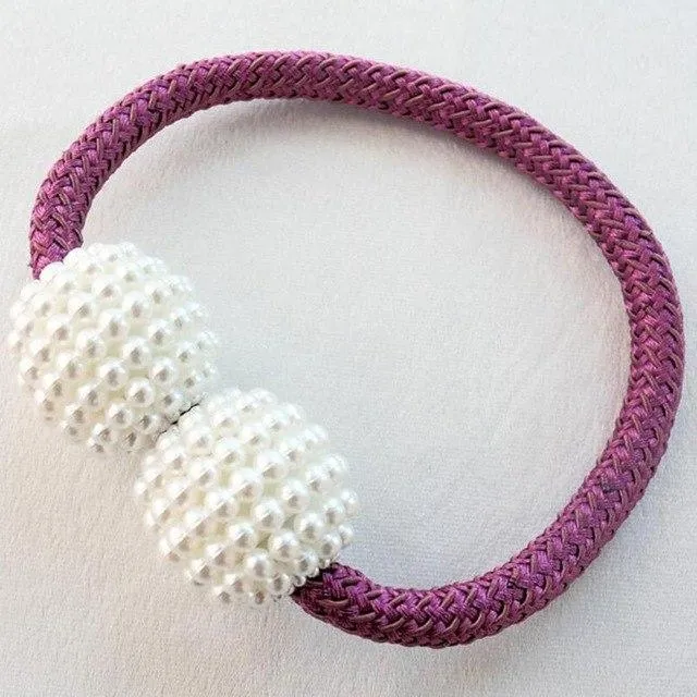 Pearl Curtain Tiebacks with Strong Magnetic Clips, 2 pcs