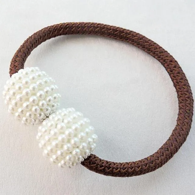 Pearl Curtain Tiebacks with Strong Magnetic Clips, 2 pcs