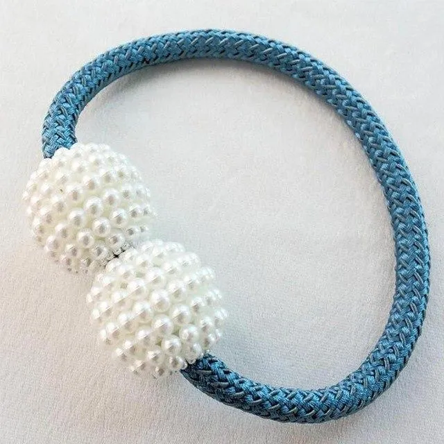 Pearl Curtain Tiebacks with Strong Magnetic Clips, 2 pcs
