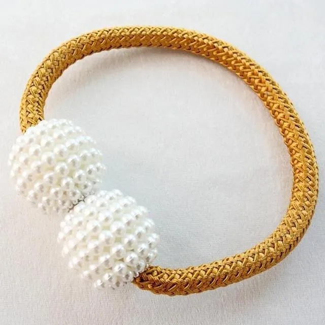 Pearl Curtain Tiebacks with Strong Magnetic Clips, 2 pcs
