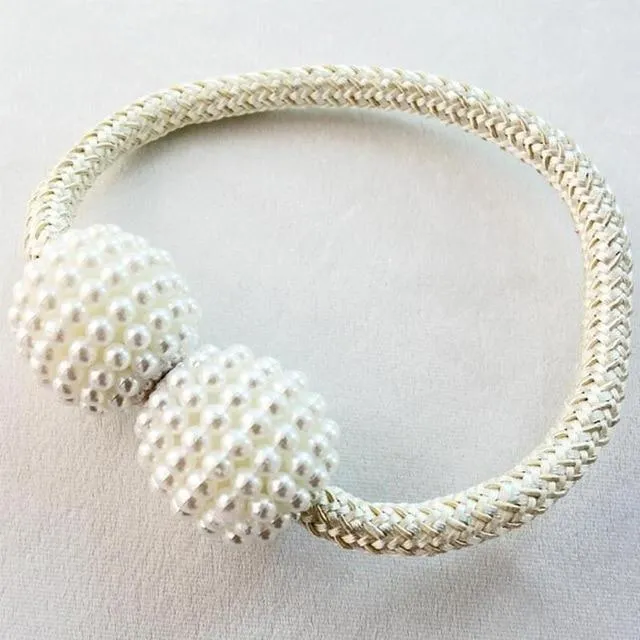 Pearl Curtain Tiebacks with Strong Magnetic Clips, 2 pcs