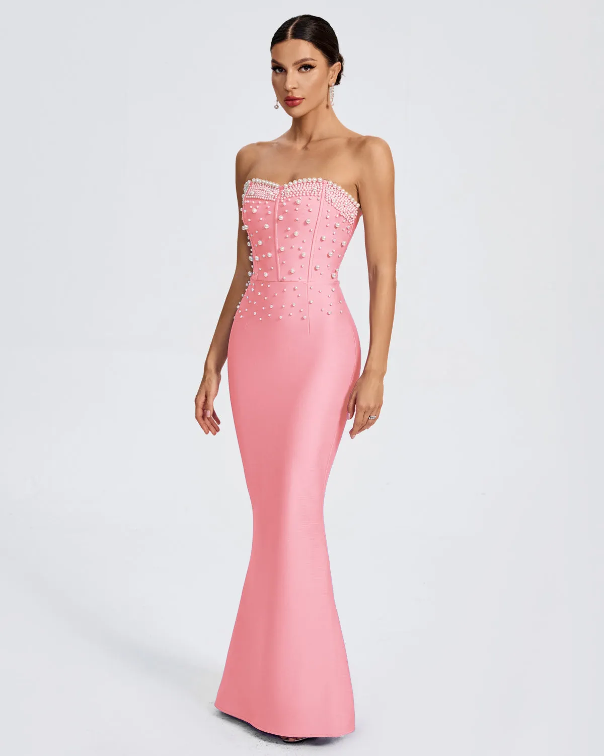 Pearl Detail Maxi Mermaid Bandage Dress