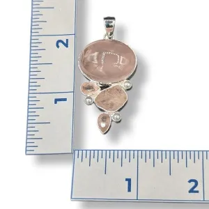 Pendant Rose Quartz Morganite Pearl Sterling Silver