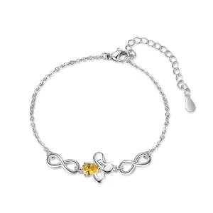 Personalized Butterfly Bracelet With Inlaid 1 Birthstone