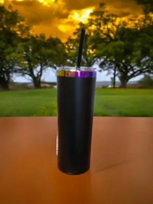 Powder Coated Rainbow Plated 20 Ounce Skinny Tumbler