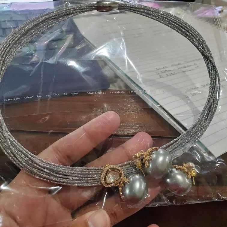 PREORDER Pearl Indo western neck set with hasli