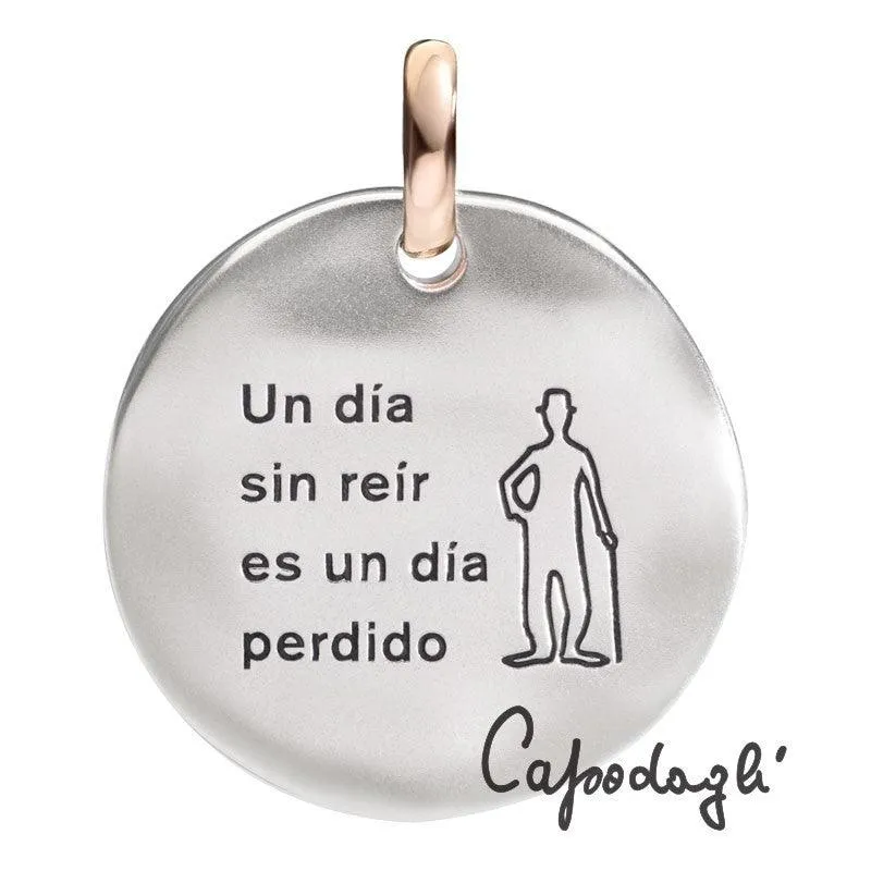 Querot pendant coin large coin a dia sin reir es a dia perdido silver 925 gold 9kt f13a03m9021