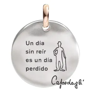 Querot pendant coin large coin a dia sin reir es a dia perdido silver 925 gold 9kt f13a03m9021