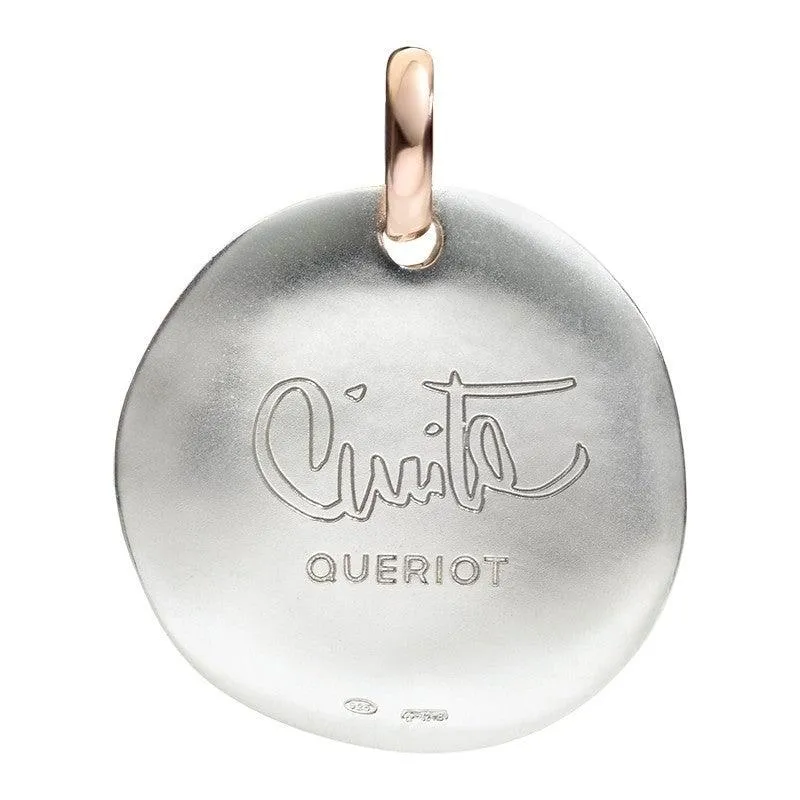Querot pendant coin large coin a dia sin reir es a dia perdido silver 925 gold 9kt f13a03m9021