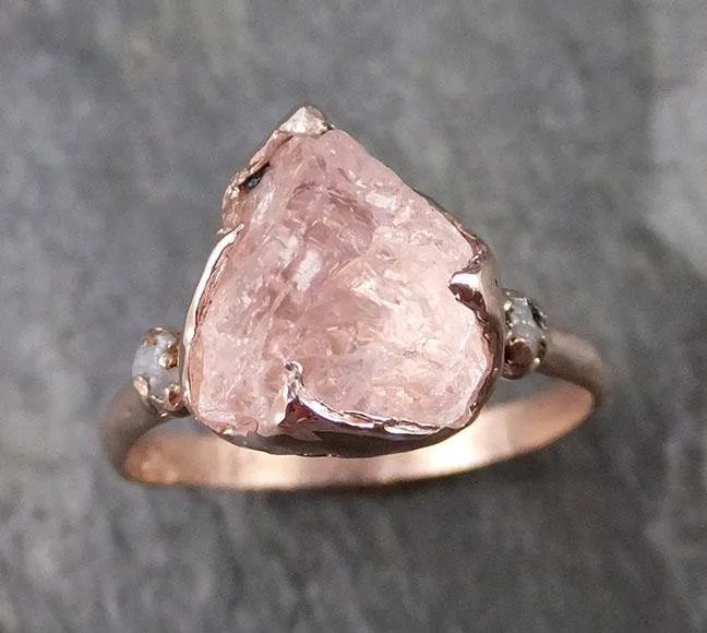 raw morganite diamond rose gold engagement ring multi stone wedding ring custom gemstone ring bespoke 14k pink conflict free by angeline 1270 Alternative Engagement