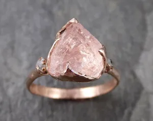 raw morganite diamond rose gold engagement ring multi stone wedding ring custom gemstone ring bespoke 14k pink conflict free by angeline 1270 Alternative Engagement
