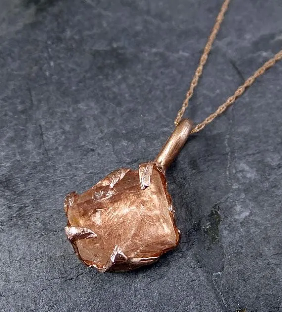 raw rough champagne pink topaz 14k rose gold pendant gold pink gemstone necklace raw gemstone jewelry by angeline Alternative Engagement