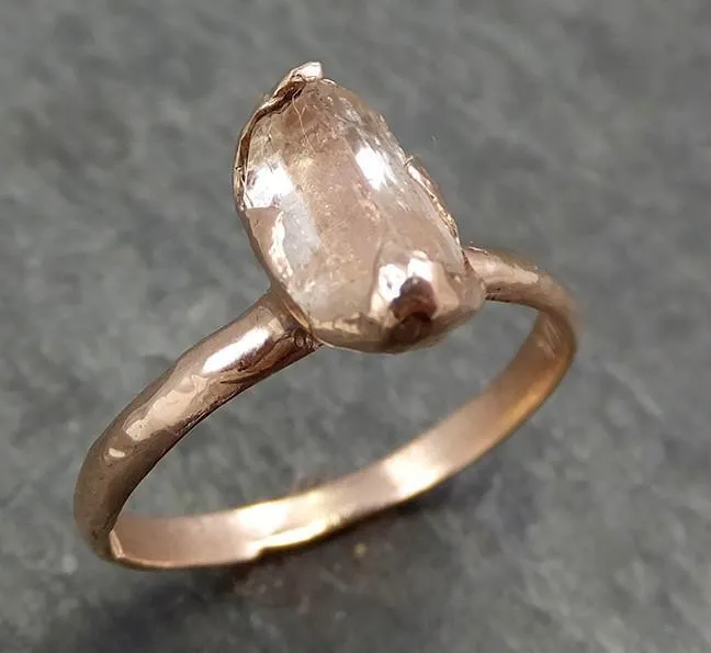 raw rough champagne pink topaz 14k rose gold solitaire ring gold pink gemstone engagement statement ring raw gemstone jewelry 0569 Alternative Engagement