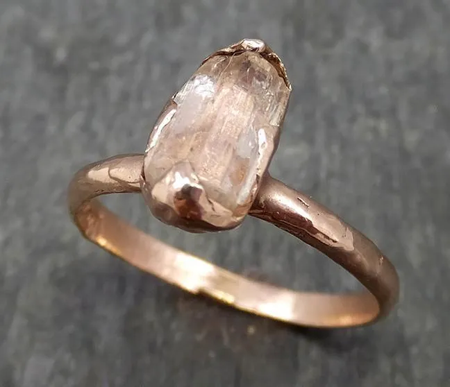 raw rough champagne pink topaz 14k rose gold solitaire ring gold pink gemstone engagement statement ring raw gemstone jewelry 0569 Alternative Engagement