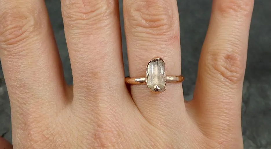 raw rough champagne pink topaz 14k rose gold solitaire ring gold pink gemstone engagement statement ring raw gemstone jewelry 0569 Alternative Engagement