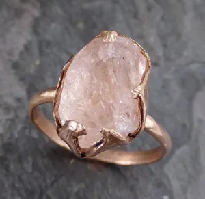 raw rough morganite 14k rose gold ring gold pink gemstone ring statement ring raw gemstone jewelry Alternative Engagement