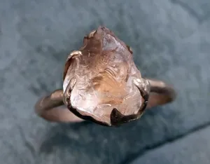 raw rough morganite 14k rose gold ring gold pink gemstone ring statement ring raw gemstone jewelry by angeline Alternative Engagement