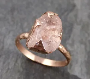 raw rough morganite 14k rose gold solitaire pink gemstone ring statement ring raw gemstone jewelry by angeline 0843 Alternative Engagement