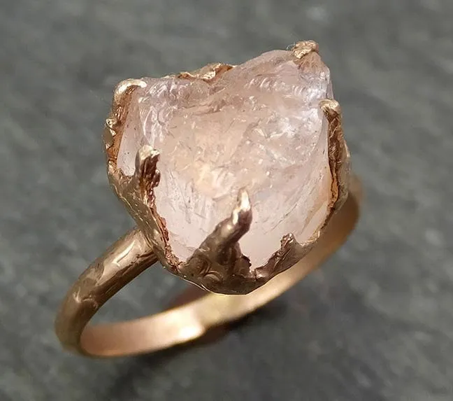 raw rough morganite 14k rose gold solitaire pink gemstone ring statement ring raw gemstone jewelry byangeline 0697 Alternative Engagement