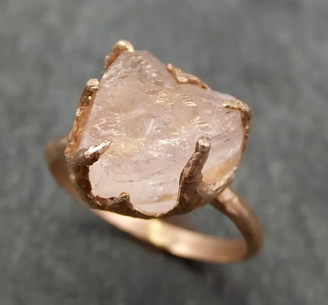 raw rough morganite 14k rose gold solitaire pink gemstone ring statement ring raw gemstone jewelry byangeline 0697 Alternative Engagement