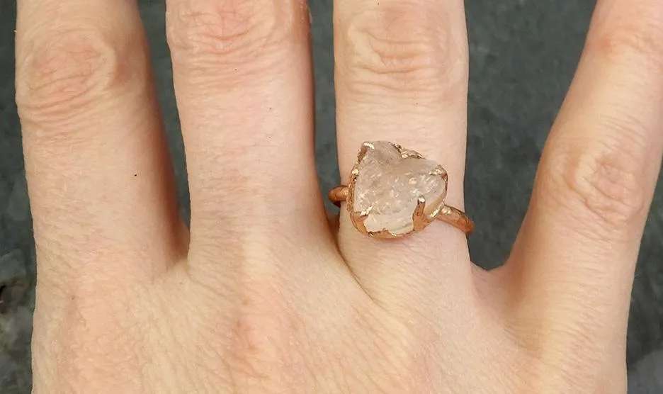 raw rough morganite 14k rose gold solitaire pink gemstone ring statement ring raw gemstone jewelry byangeline 0697 Alternative Engagement