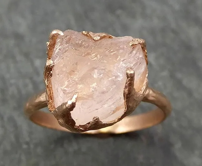 raw rough morganite 14k rose gold solitaire pink gemstone ring statement ring raw gemstone jewelry byangeline 0697 Alternative Engagement